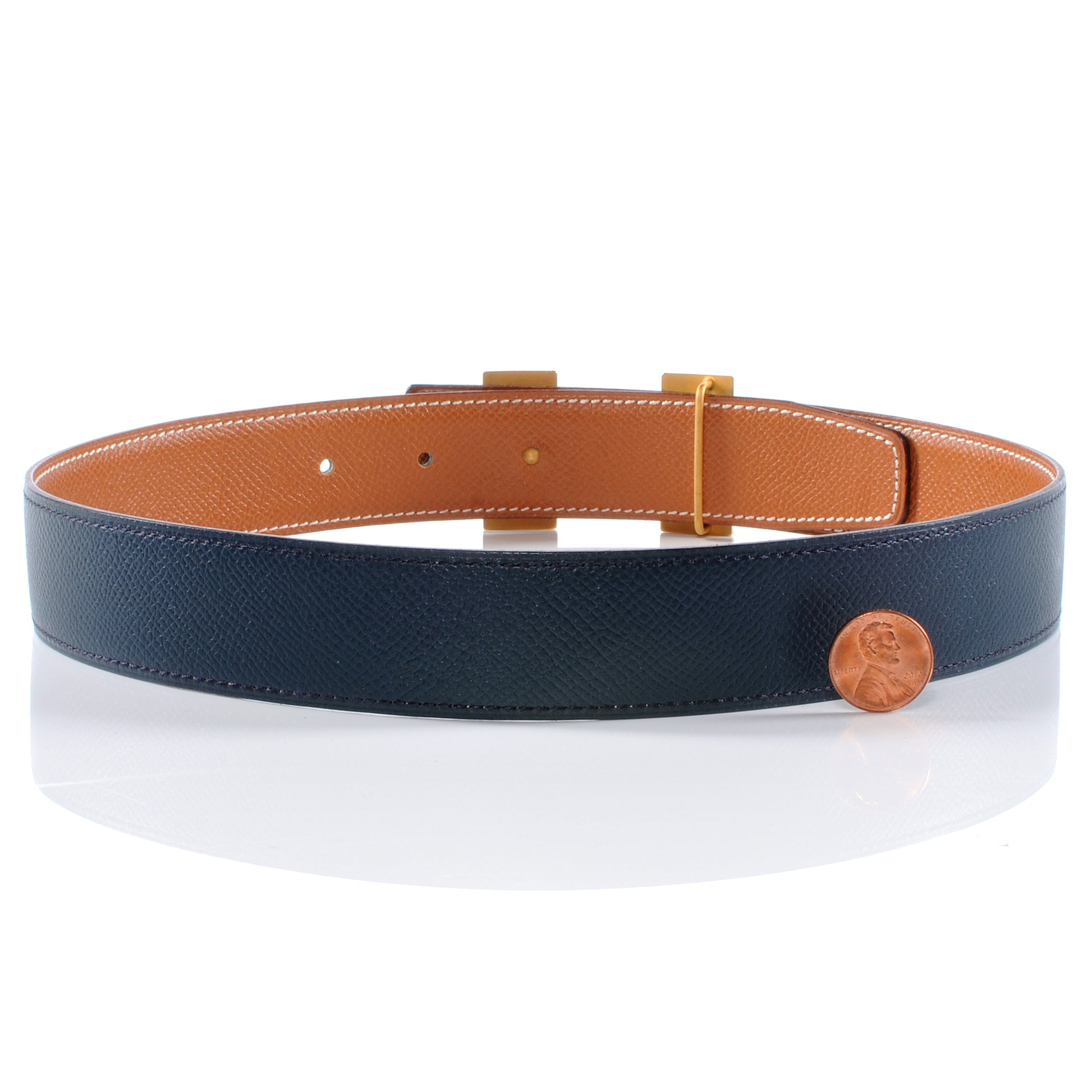 Hermes Courchevel Reversible Constance 32mm H Belt Gold Bleu Marine 60 2 of 5