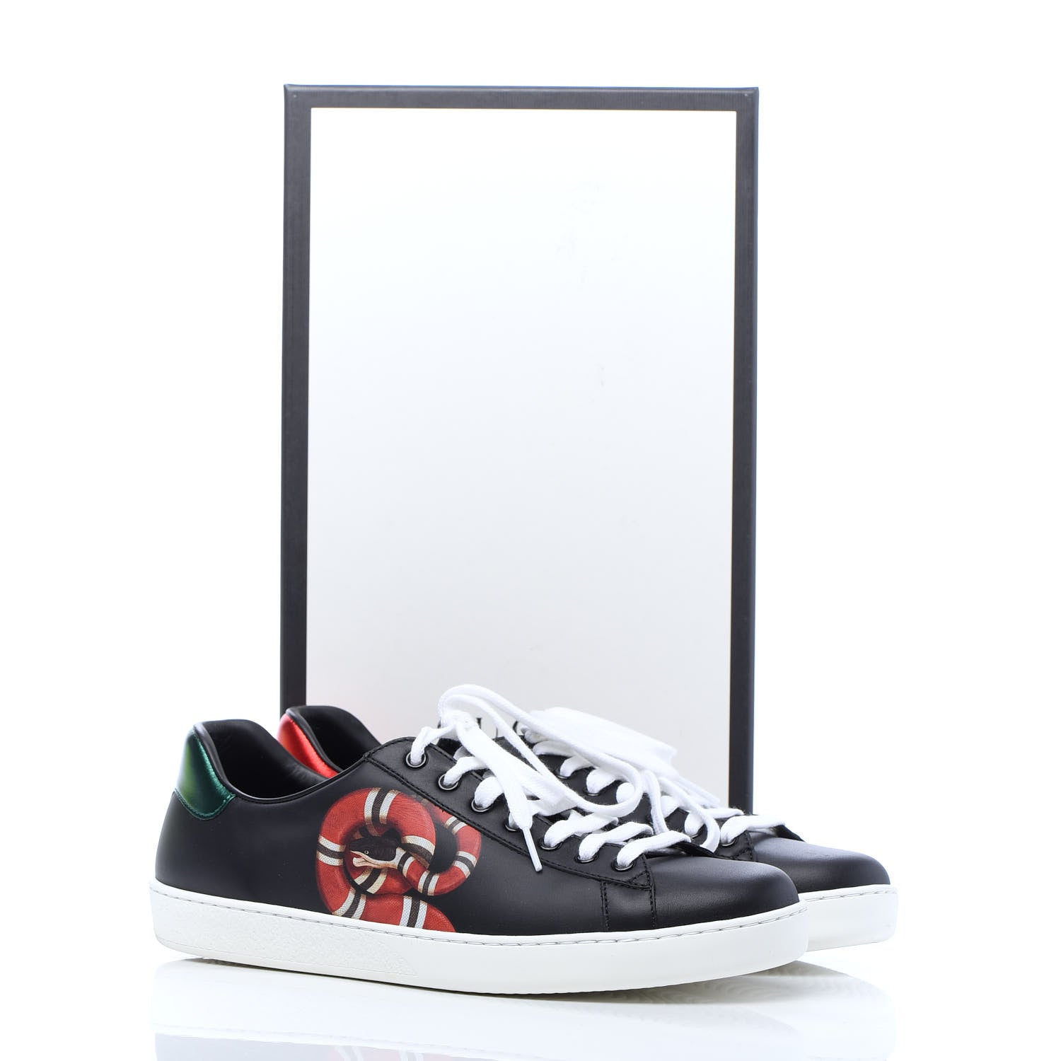 Gucci Calfskin Kingsnake Mens Ace Sneakers 9 Black Multicolor 10 of 10