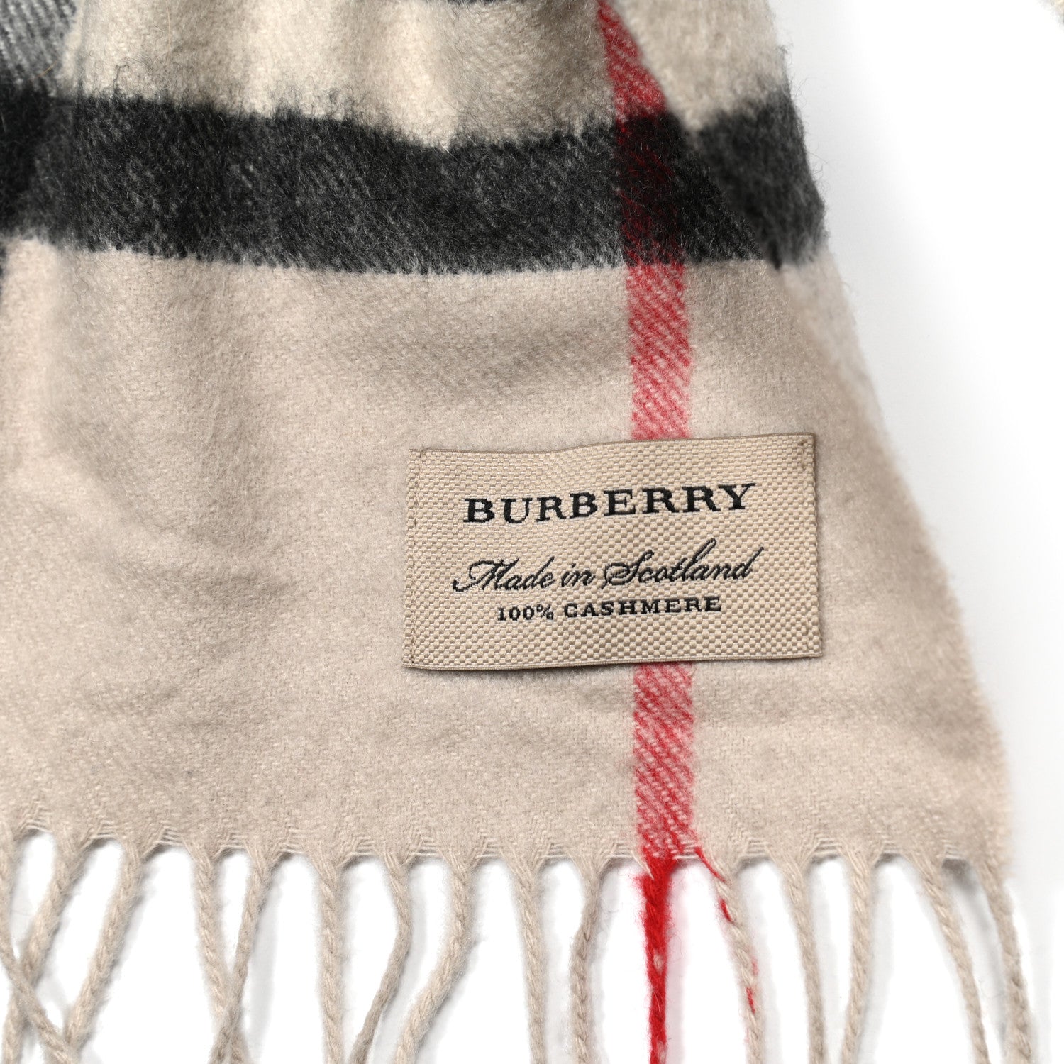 Burberry Cashmere Giant Check Fringe Scarf Ivory 3 of 3
