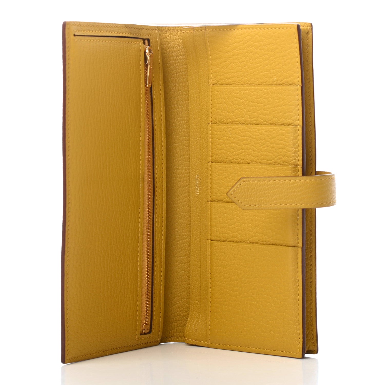 Hermes Chevre Mysore Bearn Gusset Wallet Jaune Ambre 5 of 7