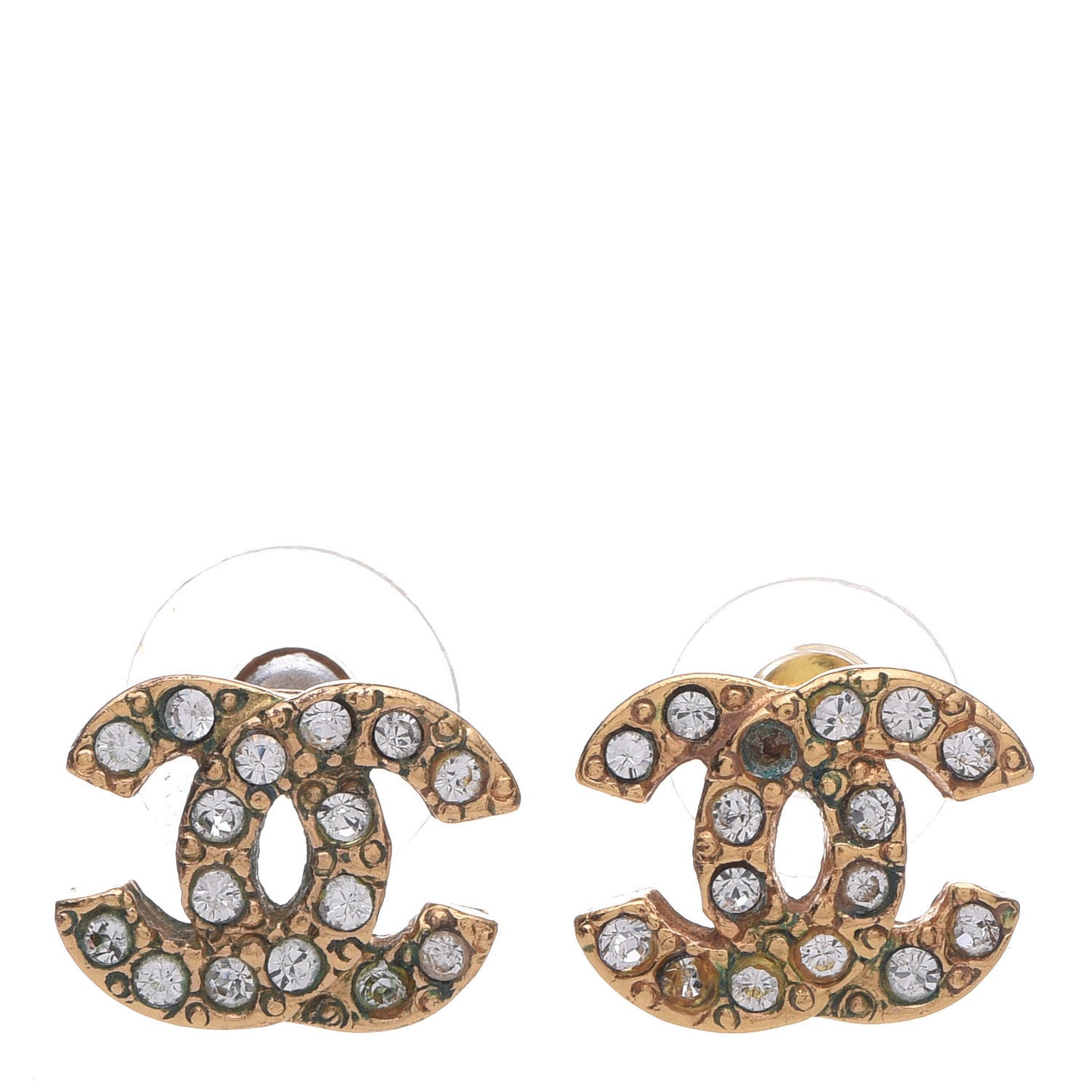 Crystal Mini CC Earrings Gold