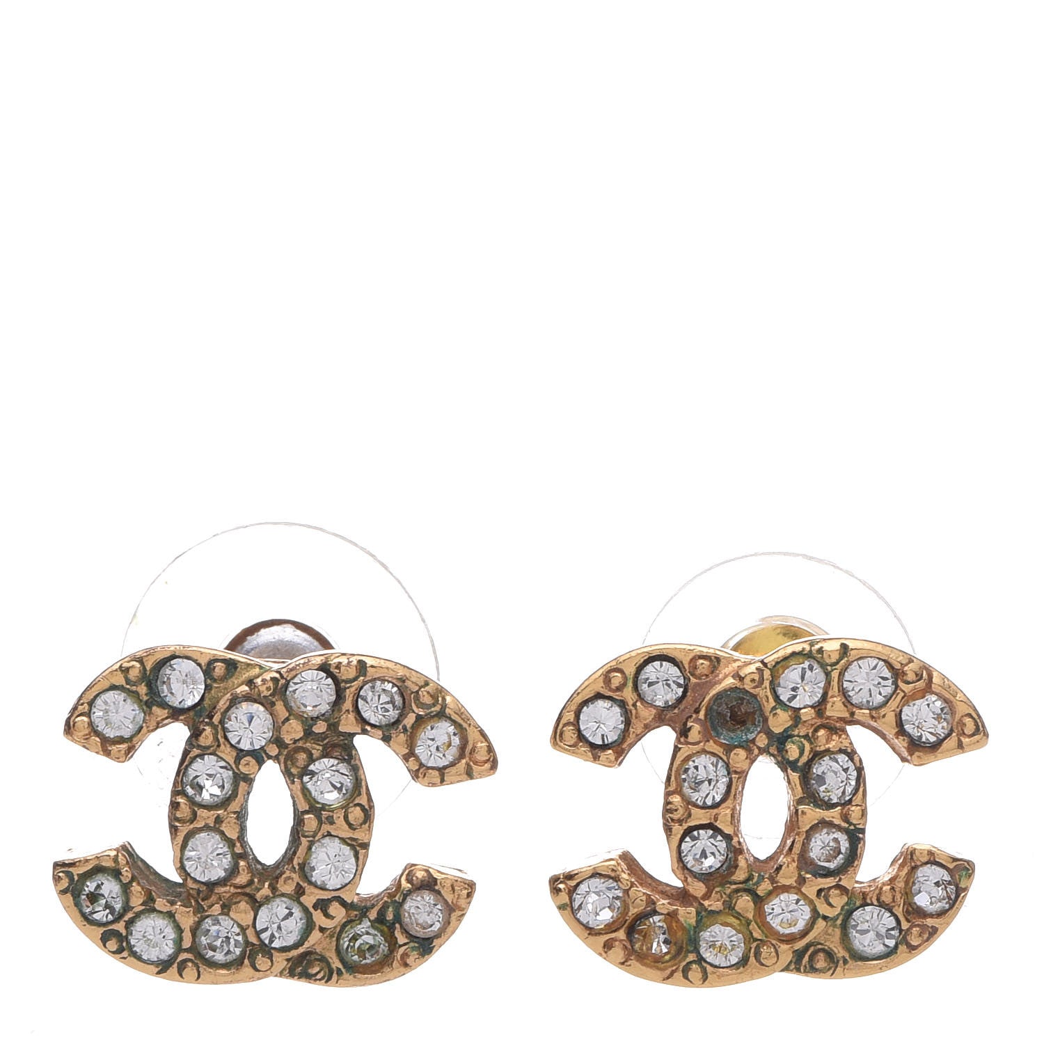Chanel Crystal Mini CC Earrings Gold 1 of 9