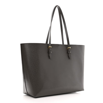 Saint Laurent Grained Calfskin Large Shopping Tote Warm Taupe Black 4 of 11
