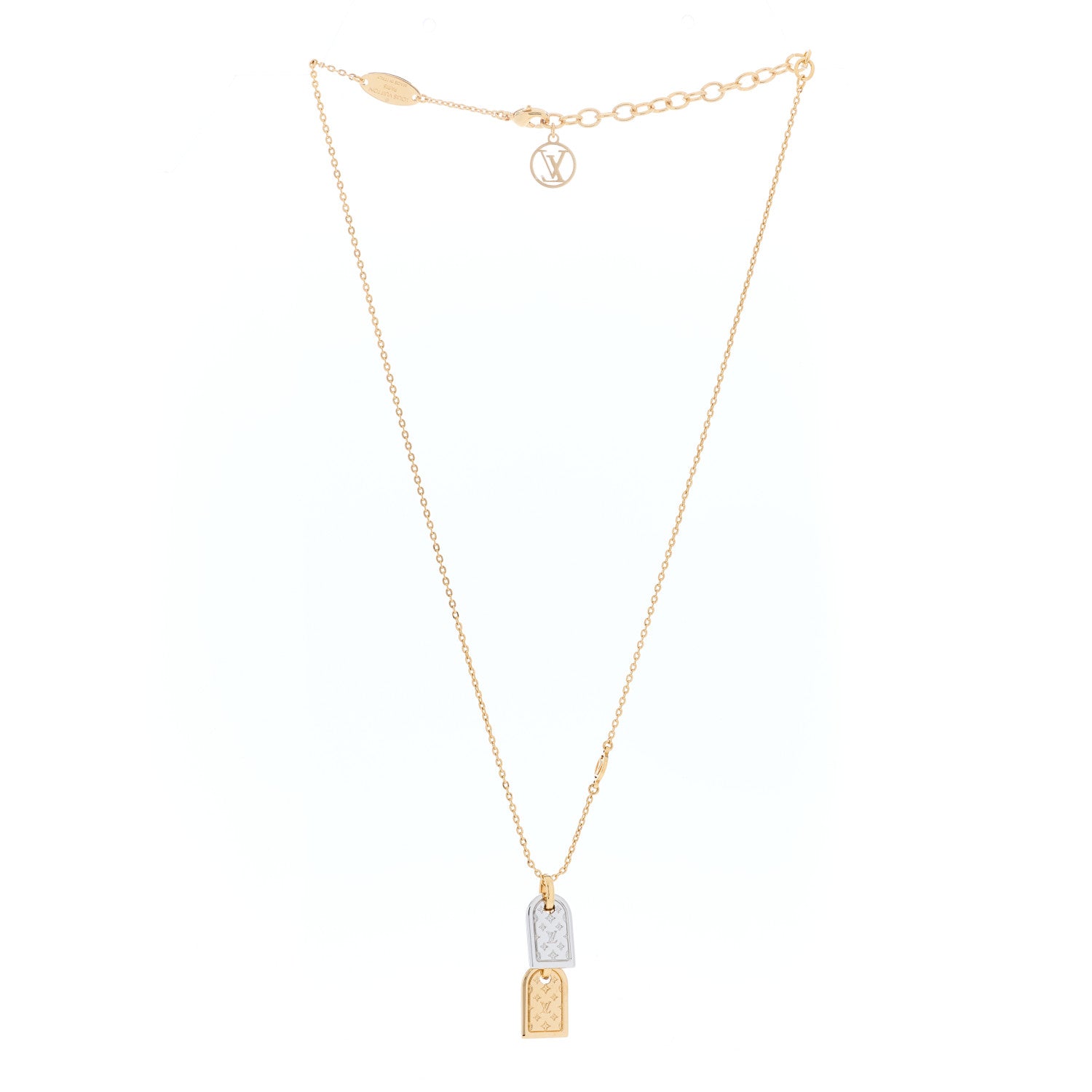 Louis Vuitton Nanogram Name Tag Necklace Gold 2 of 3