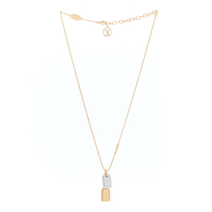 Louis Vuitton Nanogram Name Tag Necklace Gold 2 of 3