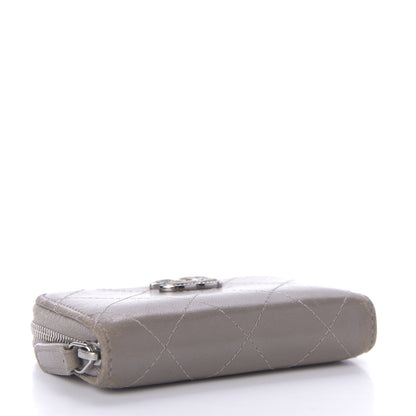 Chanel Calfskin Resin Quilted Zip Around Coin Purse Grey 4 of 9