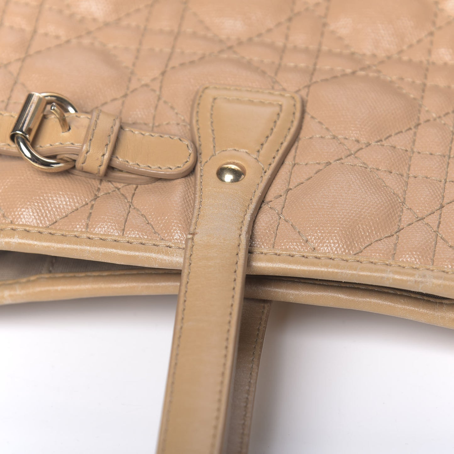 Coated Canvas Cannage Small Panarea Tote Beige
