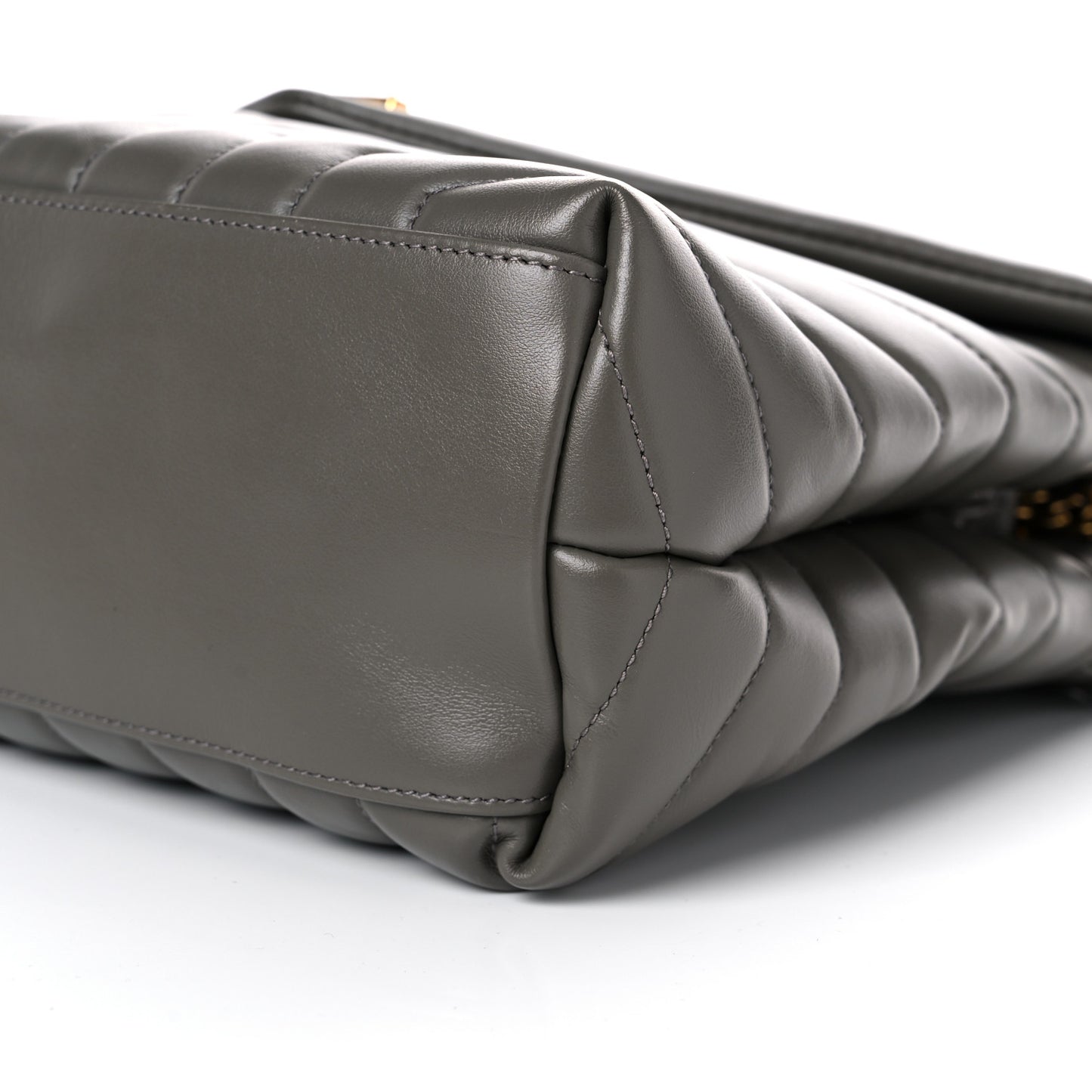 Calfskin Y Quilted Monogram Medium Loulou Chain Satchel Asphalt