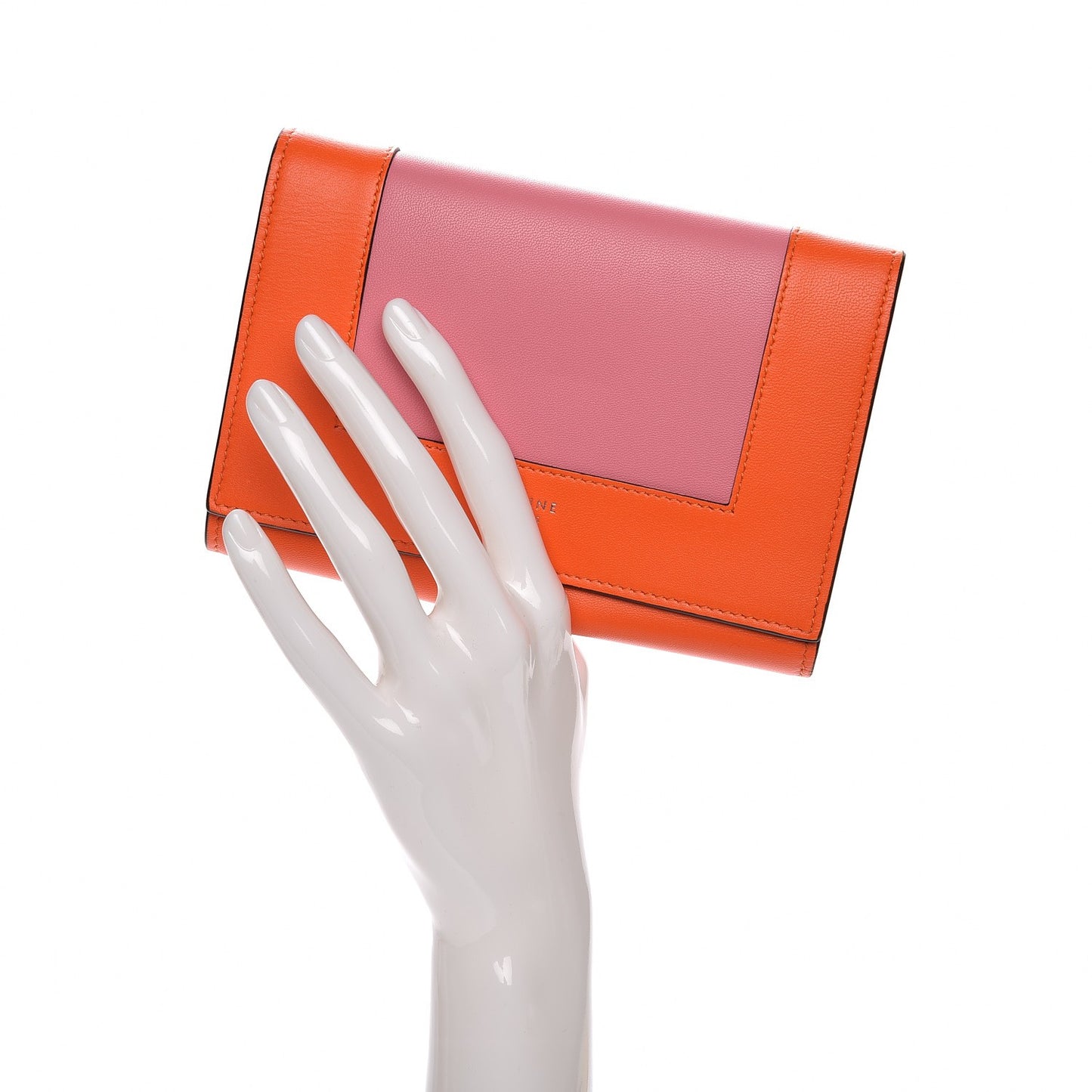 Smooth Lambskin Medium Frame Multifunction Wallet Orange Flamingo