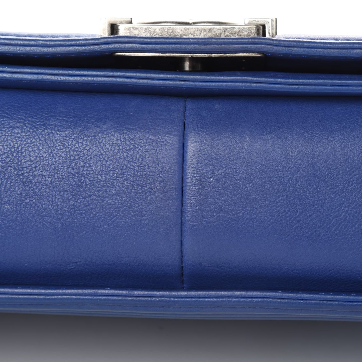 Grained Calfskin Quilted Large Boy Flap Blue