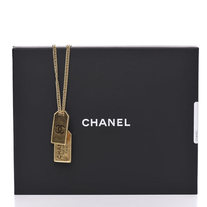 Chanel ID Dog Tag Charm Necklace Gold 6 of 6