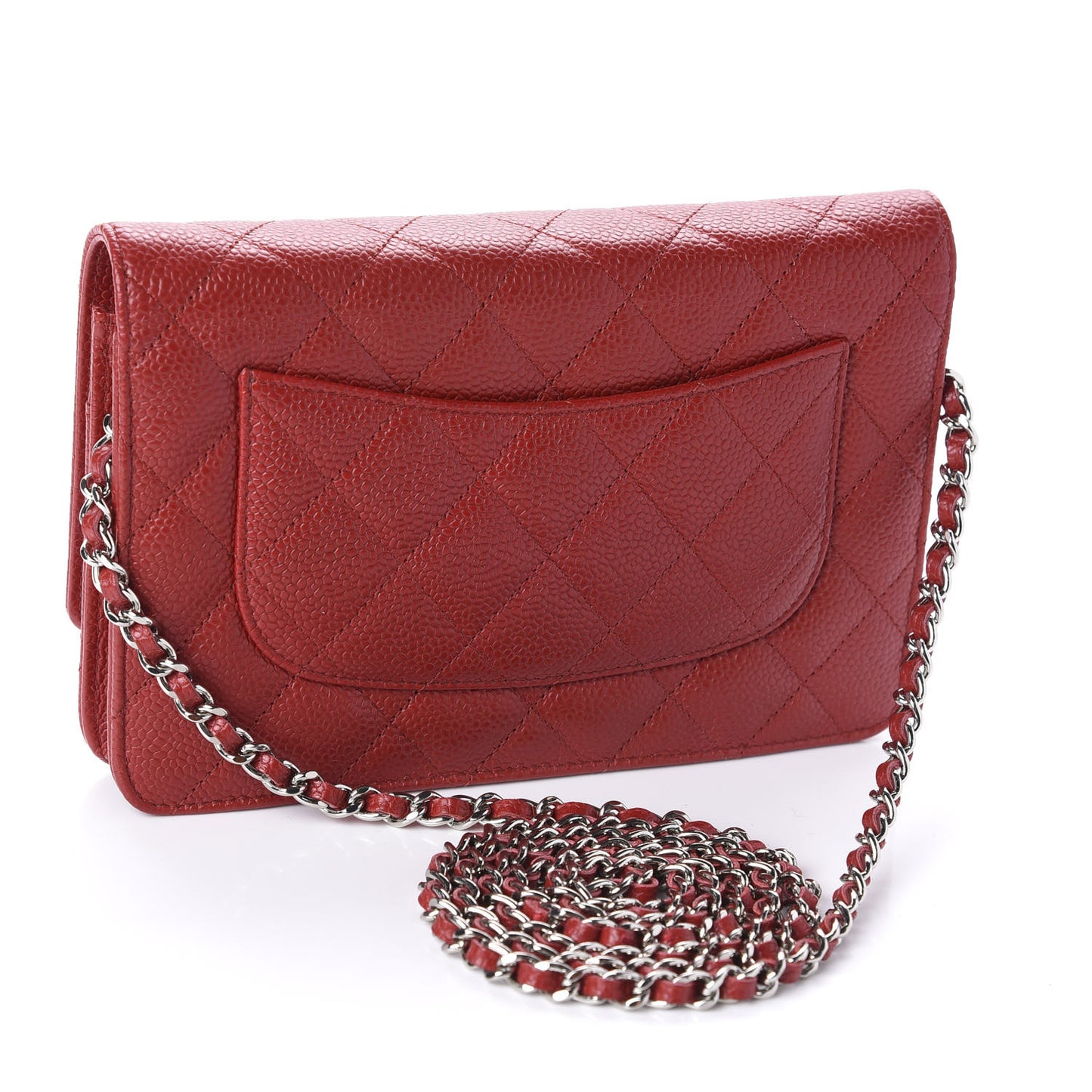 Caviar Quilted Wallet on Chain WOC Red
