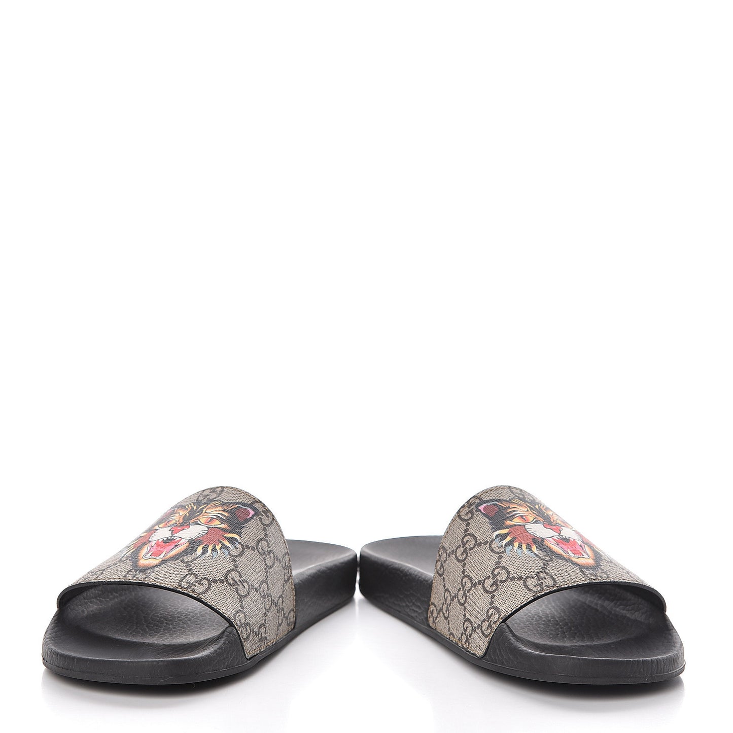 GG Supreme Monogram Angry Cat Slide Sandals 38 Black Multicolor