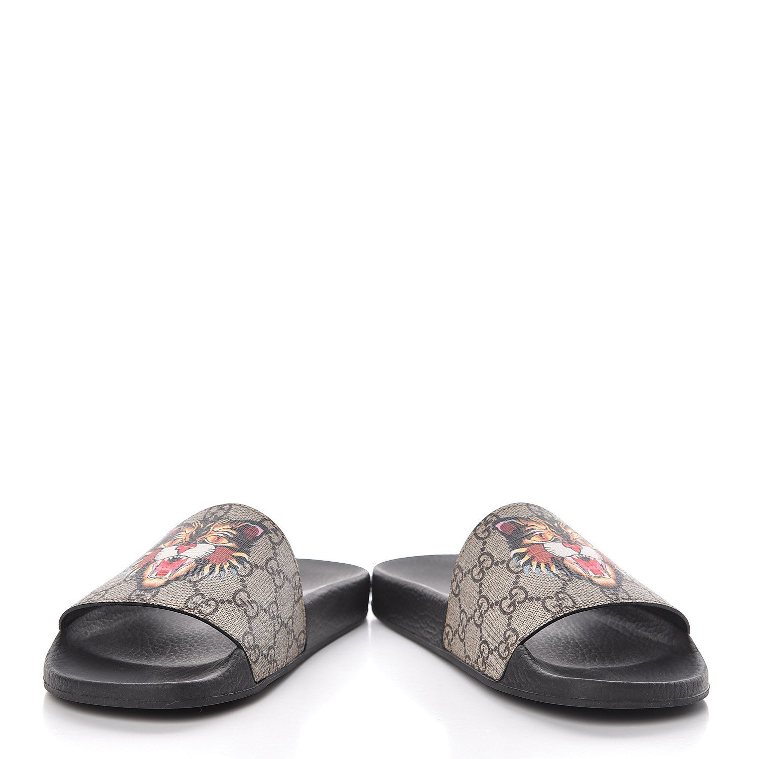 Gucci GG Supreme Monogram Angry Cat Slide Sandals 38 Black Multicolor 5 of 9