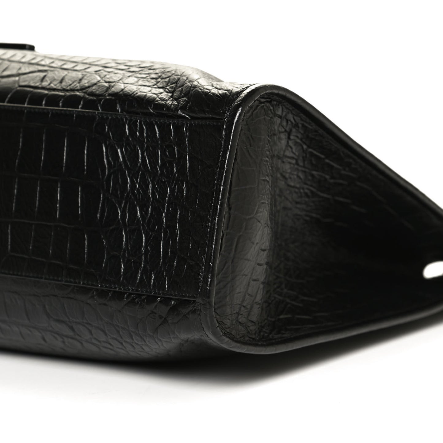 Calfskin Crocodile Embossed Monogram Large Niki Shopping Bag Black