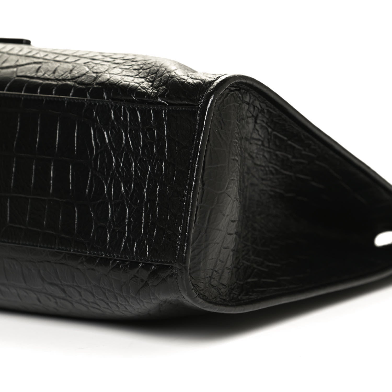 Saint Laurent Calfskin Crocodile Embossed Monogram Large Niki Shopping Bag Black 10 of 13