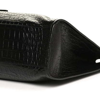 Saint Laurent Calfskin Crocodile Embossed Monogram Large Niki Shopping Bag Black 10 of 13