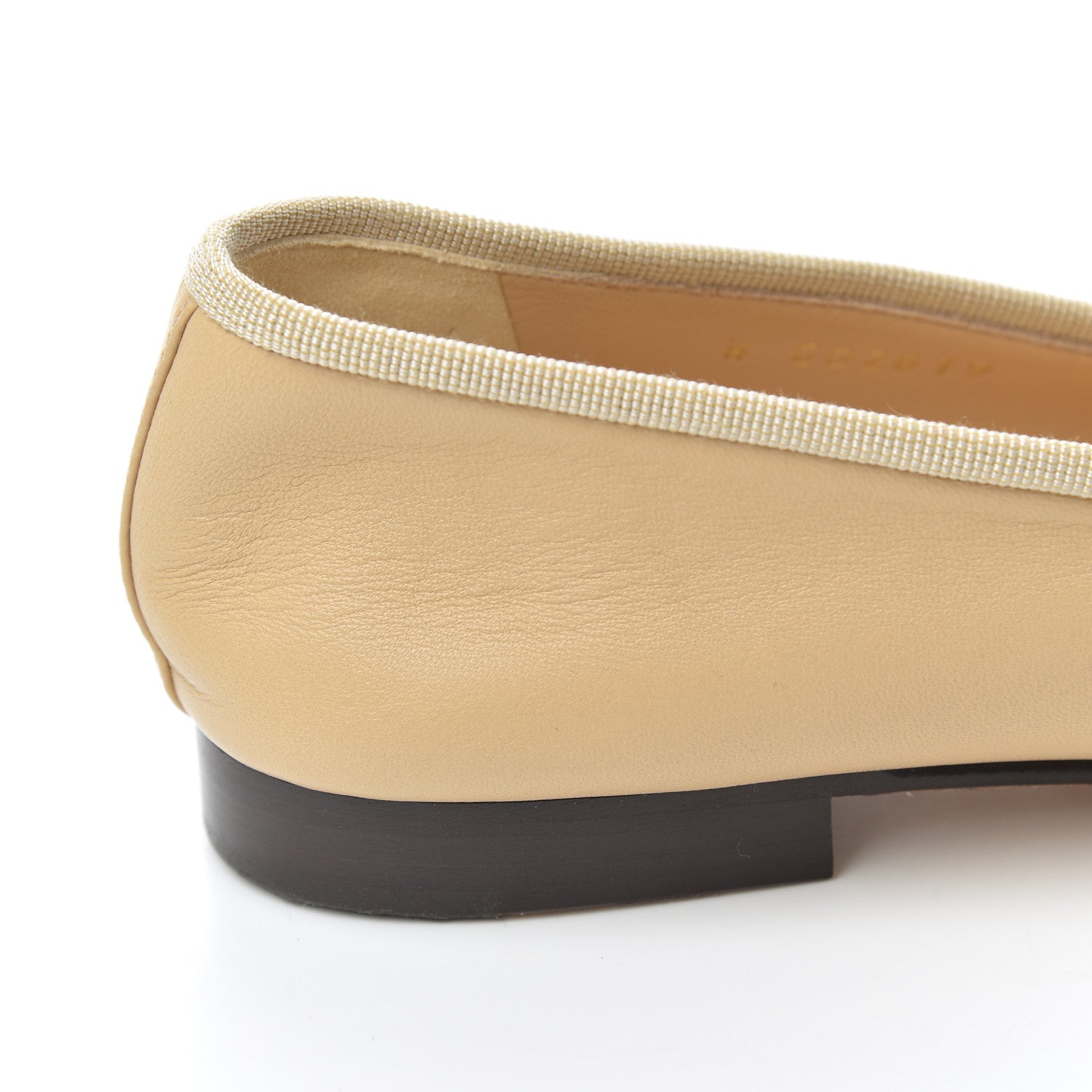 Chanel Lambskin Cap Toe CC Ballerina Flats 37.5 Beige Black 10 of 19
