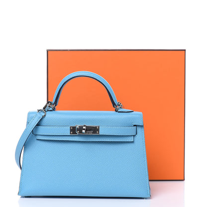 Hermes Epsom Mini Kelly Sellier 20 Bleu Du Nord 28 of 28