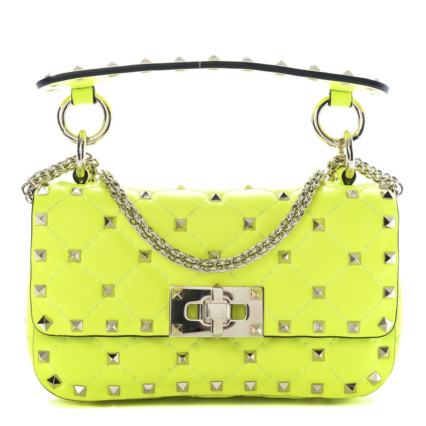 Calfskin Mini Rockstud Spike Shoulder Bag Lime