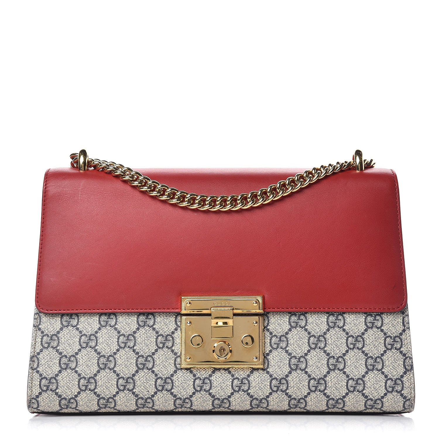 Gucci GG Supreme Monogram Moon Calfskin Medium Padlock Shoulder Bag Beige Blue Hibiscus Red Mystic White 1 of 13