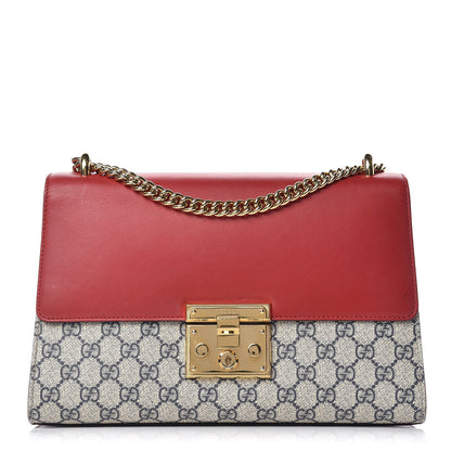 Gucci GG Supreme Monogram Moon Calfskin Medium Padlock Shoulder Bag Beige Blue Hibiscus Red Mystic White 1 of 13