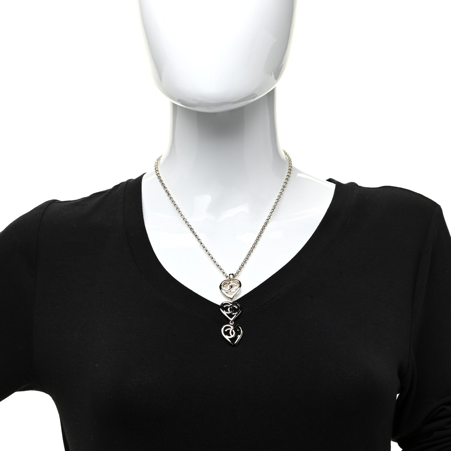 Chanel Metal CC Heart Coco In Love Drop Necklace Gold 2 of 6