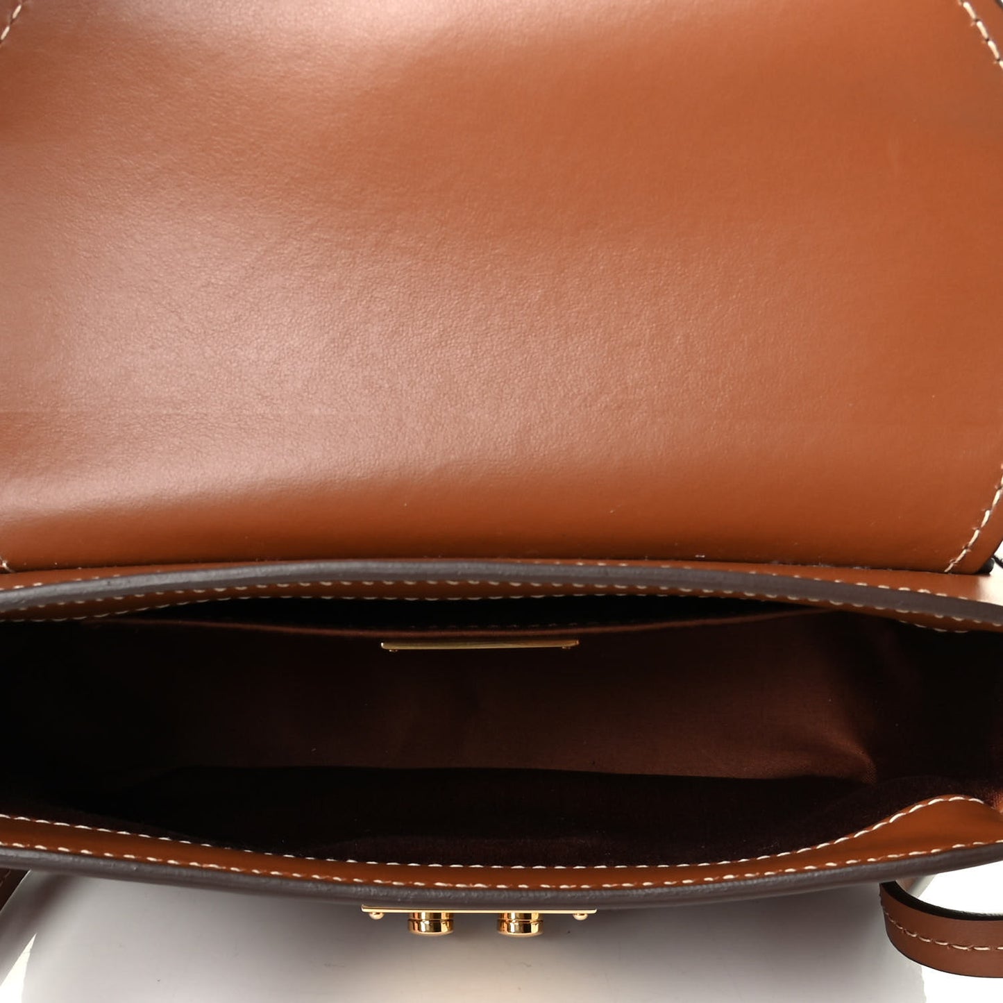 City Calf Snap Lock Shoulder Bag Cognac