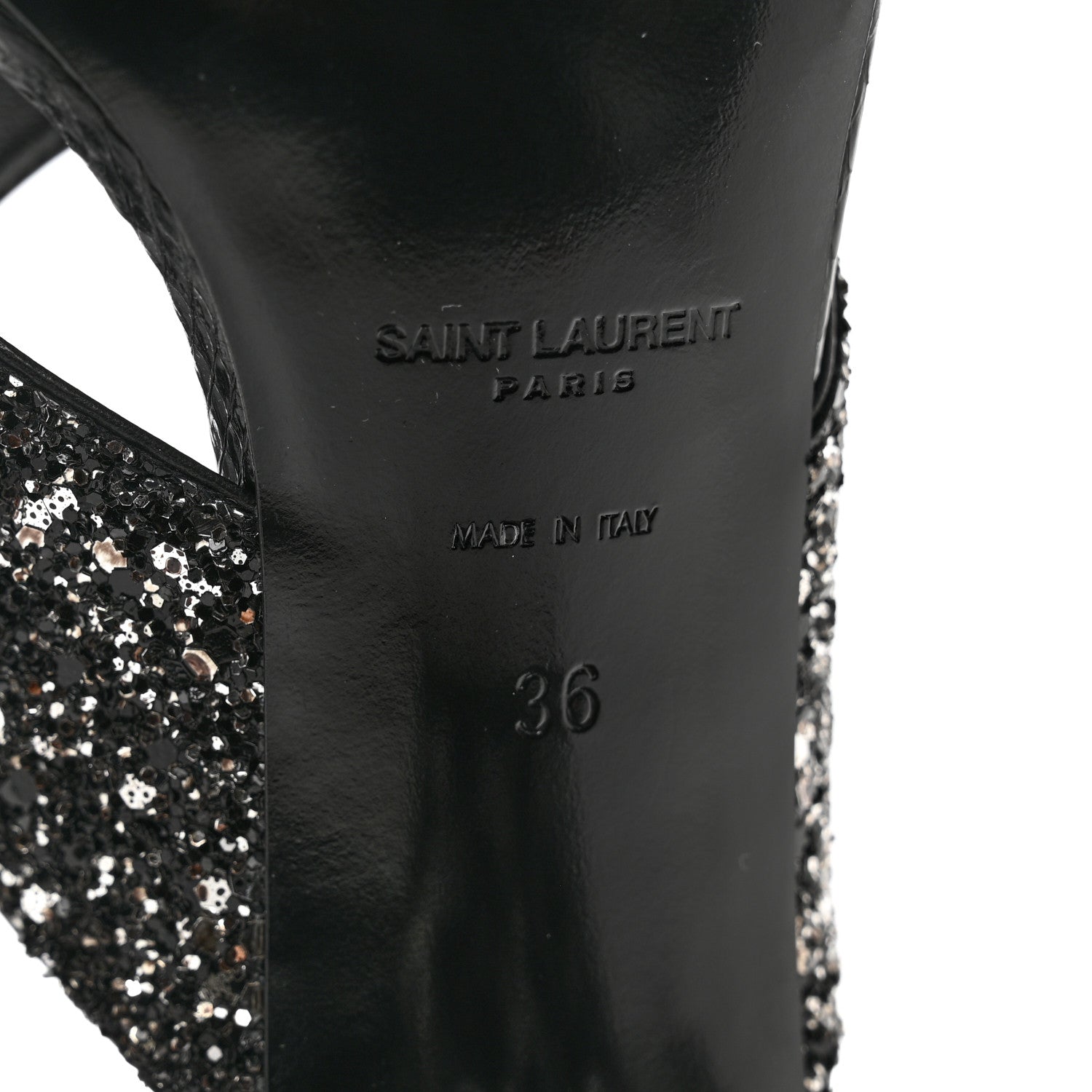 Saint Laurent Glitter LouLou 70 Mule Sandals 36 Black 8 of 9