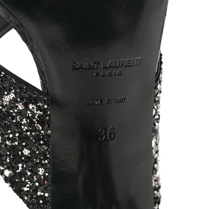 Saint Laurent Glitter LouLou 70 Mule Sandals 36 Black 8 of 9
