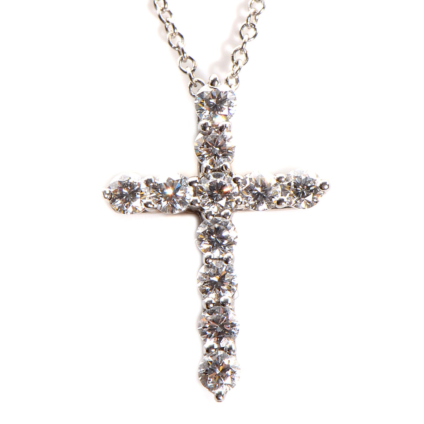 Platinum Diamond Small Cross Pendant Necklace