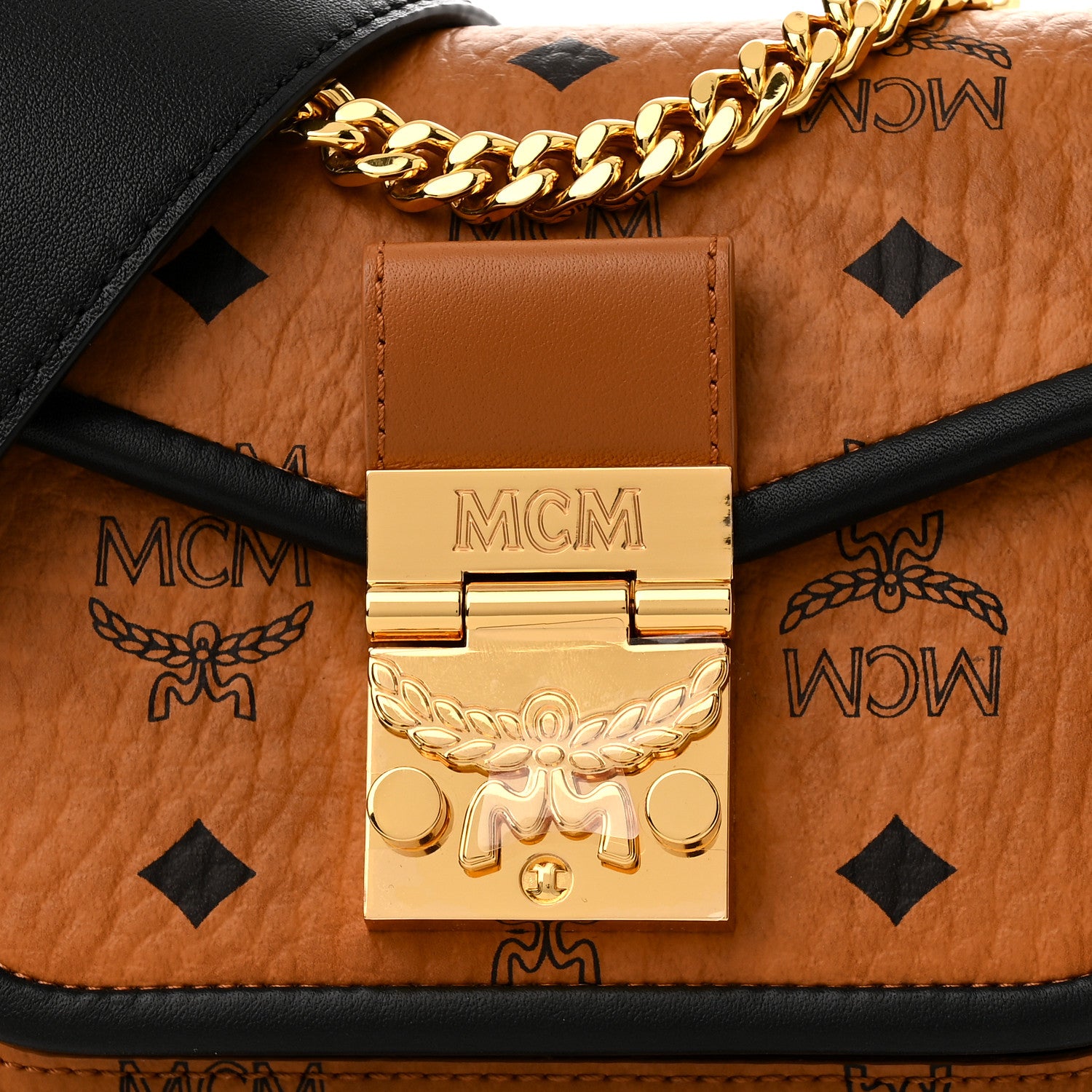MCM Visetos Mini Patricia Crossbody Bag Cognac Black 7 of 10