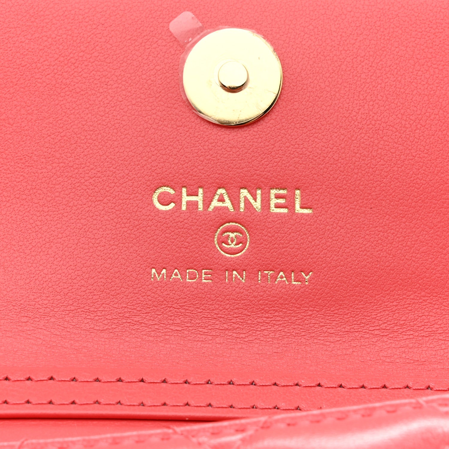 Chanel Shiny Lambskin Quilted Card Holder On Chain Pink 6 of 11