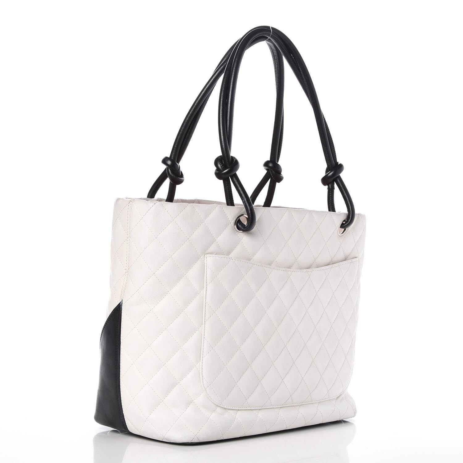 Chanel Calfskin Quilted Large Cambon Tote White Black 3 of 14