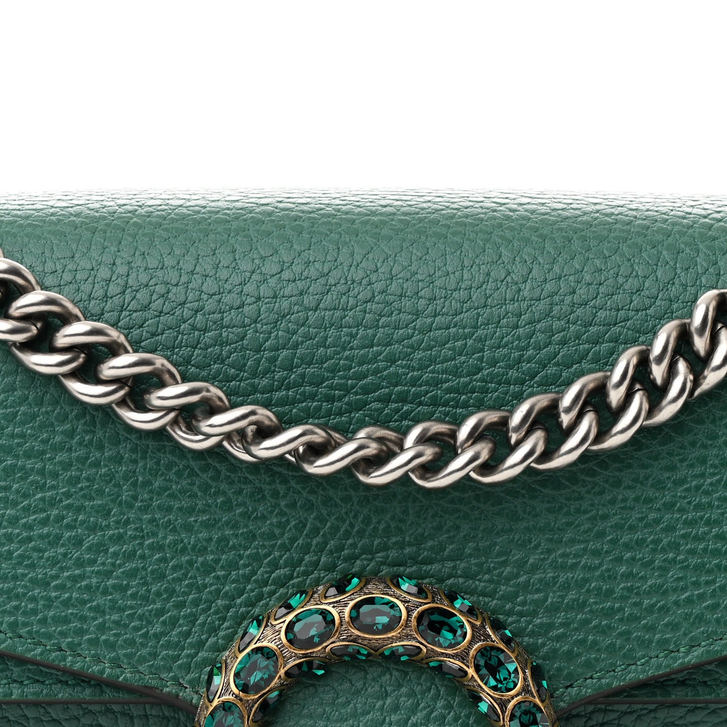 Gucci Dollar Calfskin Crystal Small Dionysus Shoulder Bag Emerald 9 of 12
