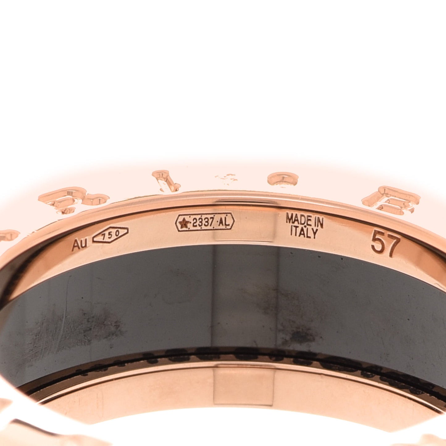 18K Rose Gold Black Ceramic B.Zero1 Two-Band Ring 57 8