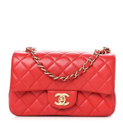 Chanel Lambskin Quilted Mini Rectangular Flap Red 1 of 10