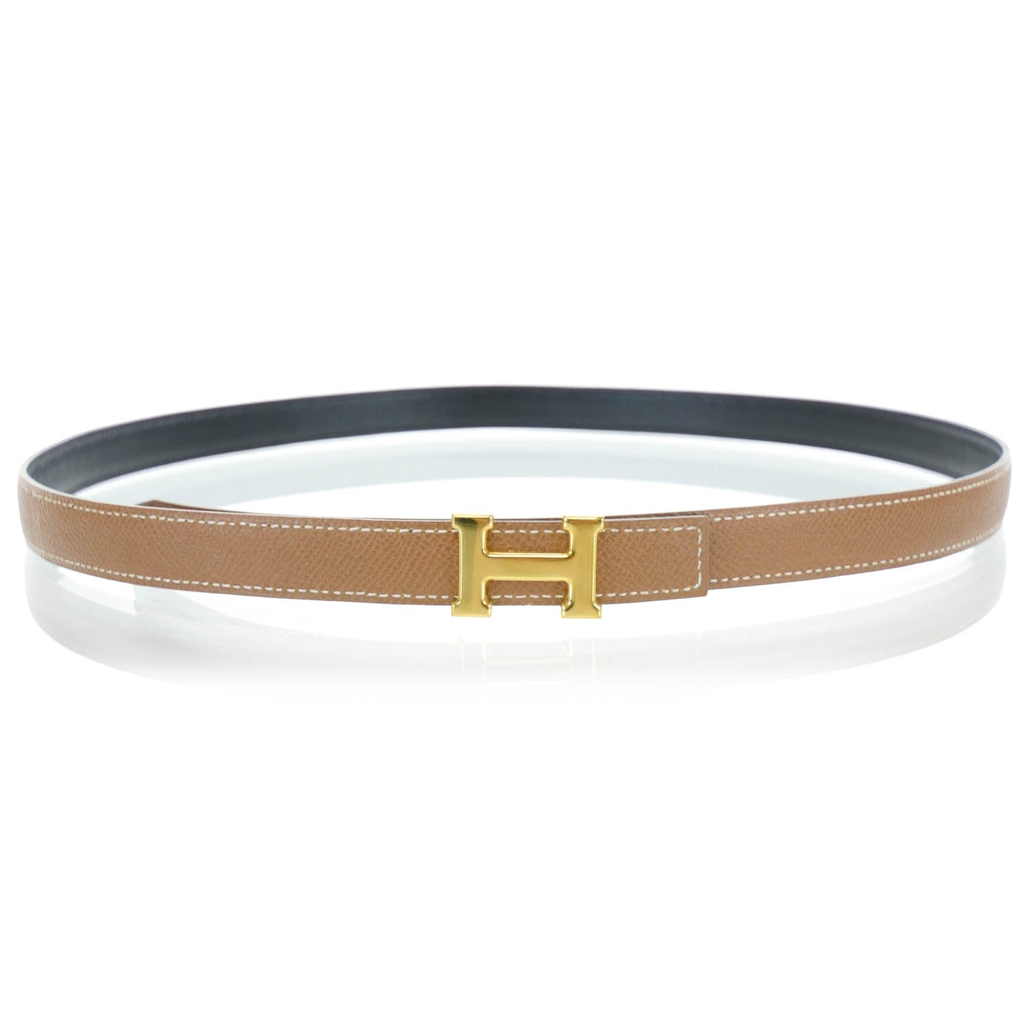 Hermes Leather Reversible H Belt 90 Black Gold 1 of 6