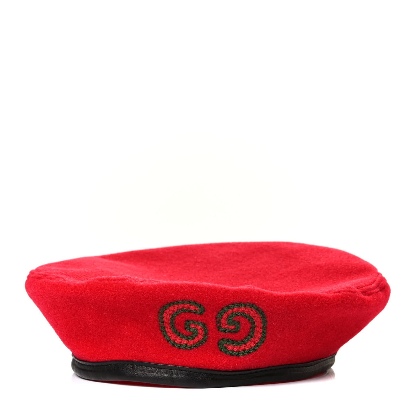 Felt Embroidered GG Patch Beret M Hat Red