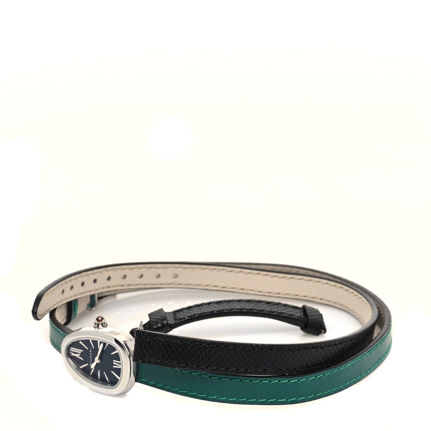 Stainless Steel Calfskin 20mm Serpenti Double Wrap Quartz Watch