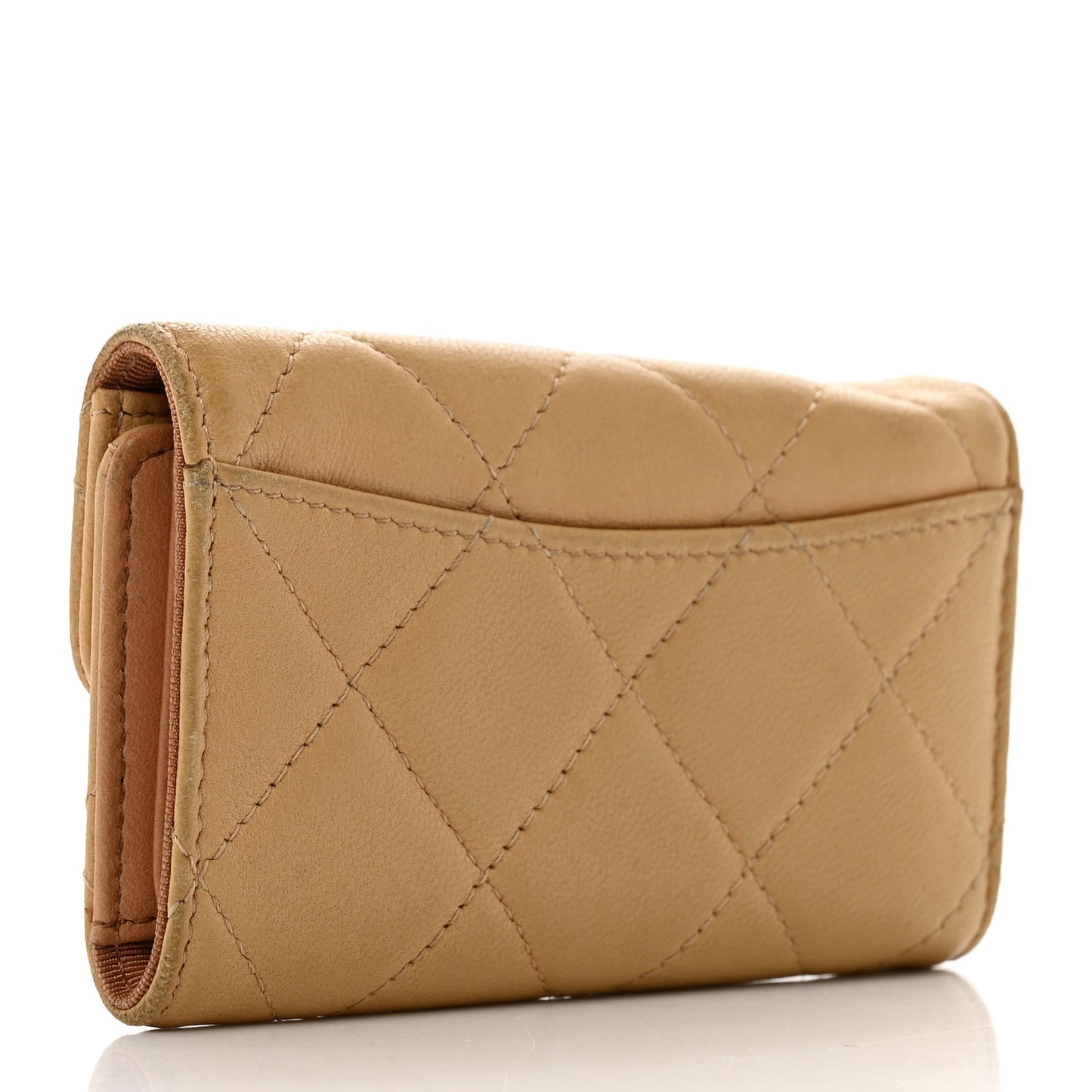 Lambskin Quilted 6 Key Holder Beige