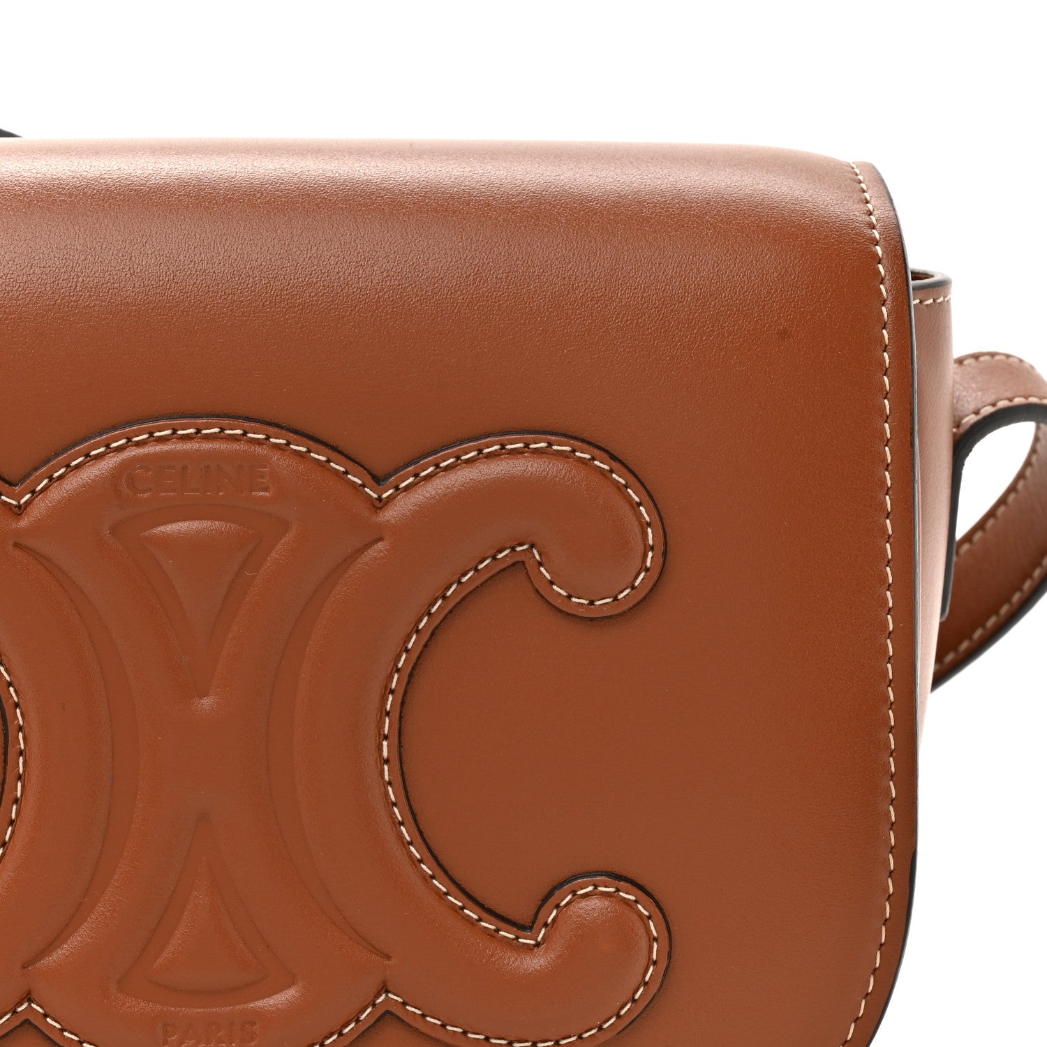 Celine Smooth Calfskin Cuir Triomphe Folco Crossbody Bag Tan 8 of 11