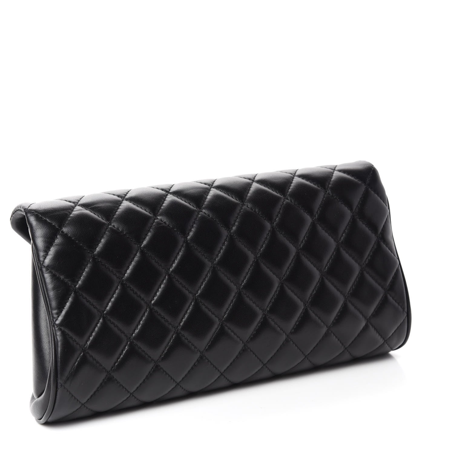 Chanel Lambskin Quilted Fold Up Again Clutch Black 3 of 11
