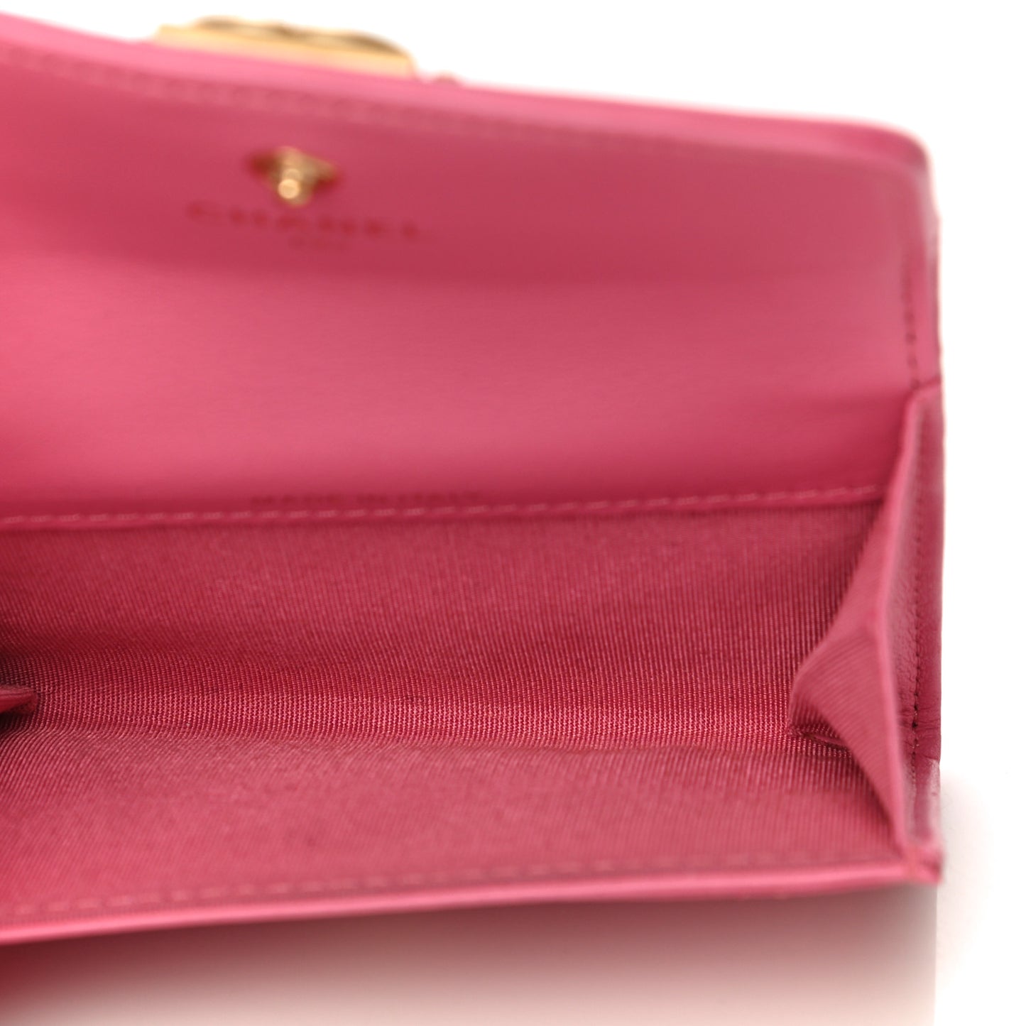 Lambskin Quilted Boy Card Holder Wallet Pink