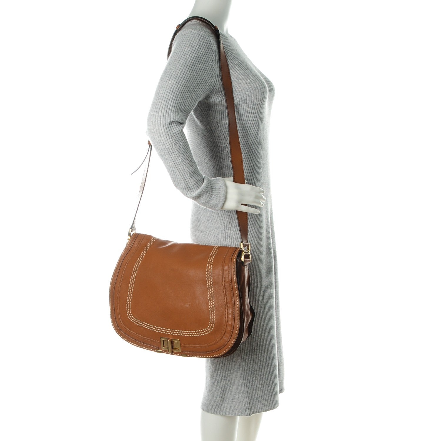 Chloe Calfskin Large Marcie Lock Messenger Armagnac 2 of 8