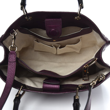 Gucci Pebbled Calfskin Medium Bamboo Shopper Tote Purple 5 of 11