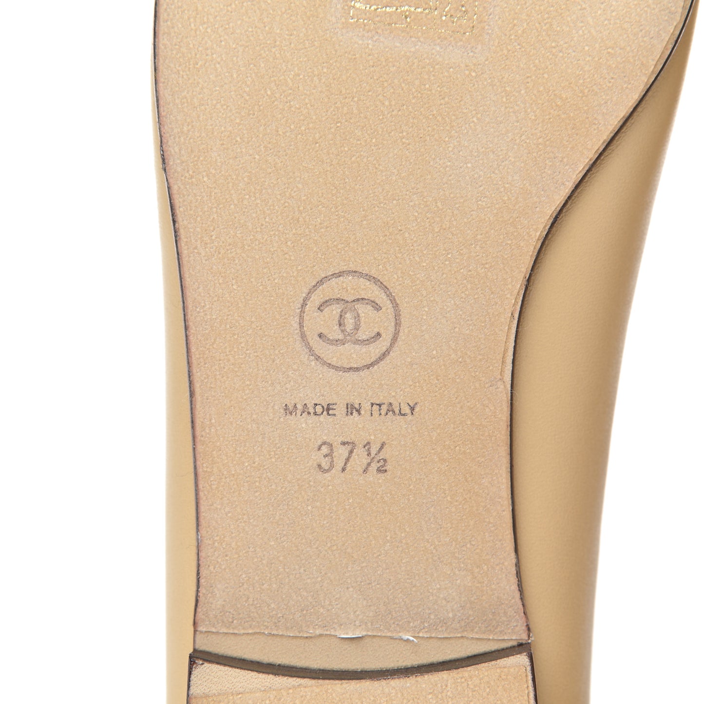 Lambskin Cap Toe CC Ballerina Flats 37.5 Beige Black