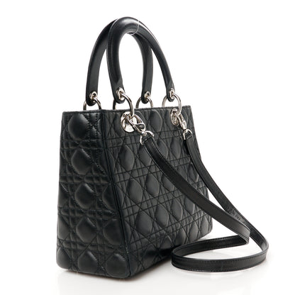 Christian Dior Lambskin Cannage Medium Lady Dior Black 3 of 10