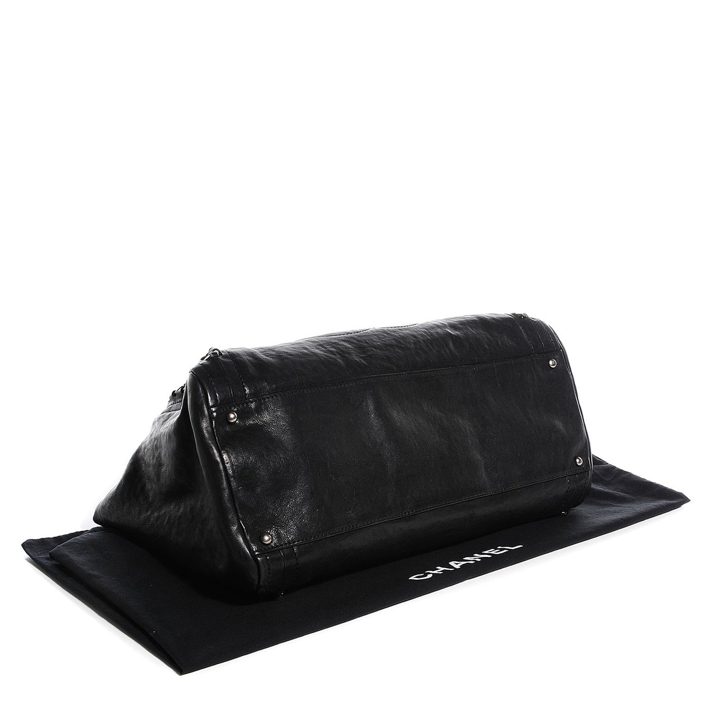 Glazed Caviar East West Modern Chain Tote Black