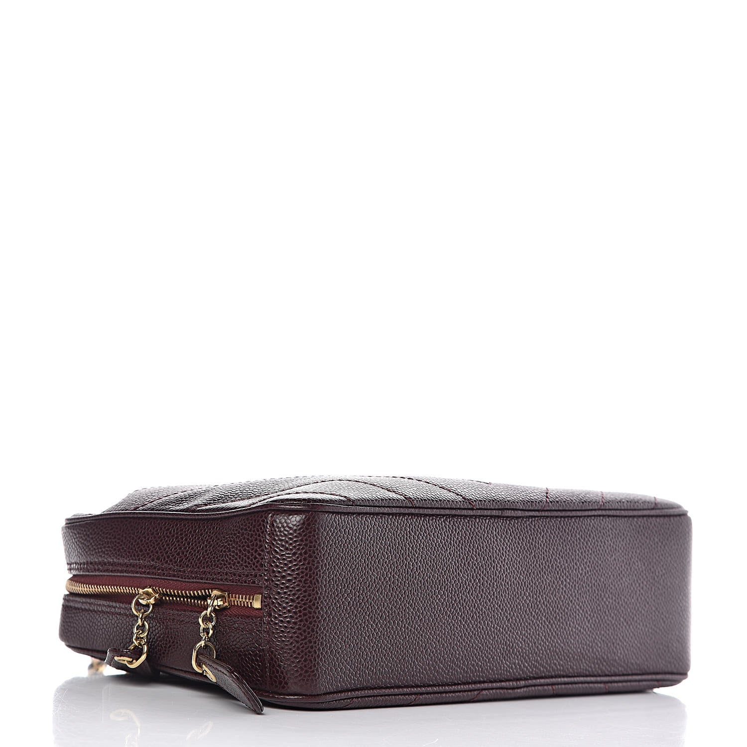 Chanel Caviar Chevron Quilted Camera Case Burgundy 4 of 12